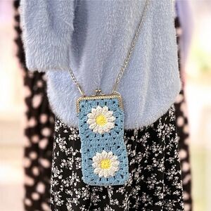 Handmade Crochet Floral Crossbody Bag